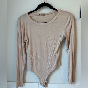 Fashion Nova Cream Long Sleeve Bodysuit